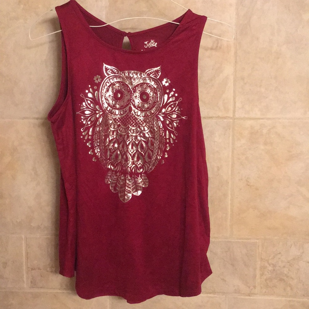 Justice girls size 20 owl tank top